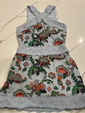 Hill House Light Blue Floral Mini Dress